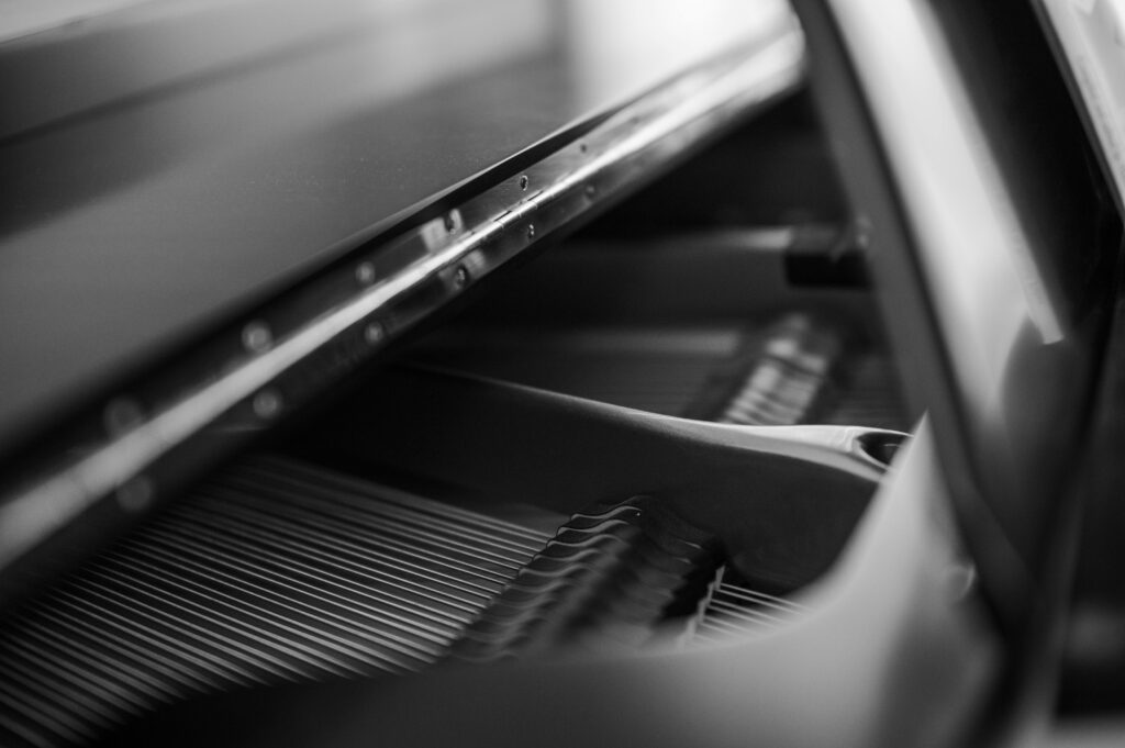 Mecánica del piano: guía sobre su evolución e ingeniería Interior piano de cola